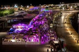 Barcelona port at night