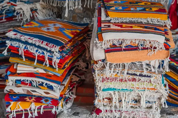Traditional Oaxacan textiles at a market